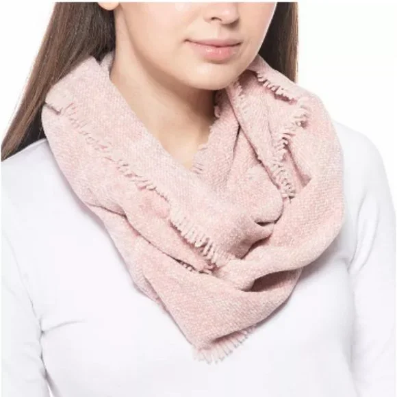 Charter Club Woven Chenille Loop Scarf fringed trim Black Red multi OSFM New - Picture 3 of 6